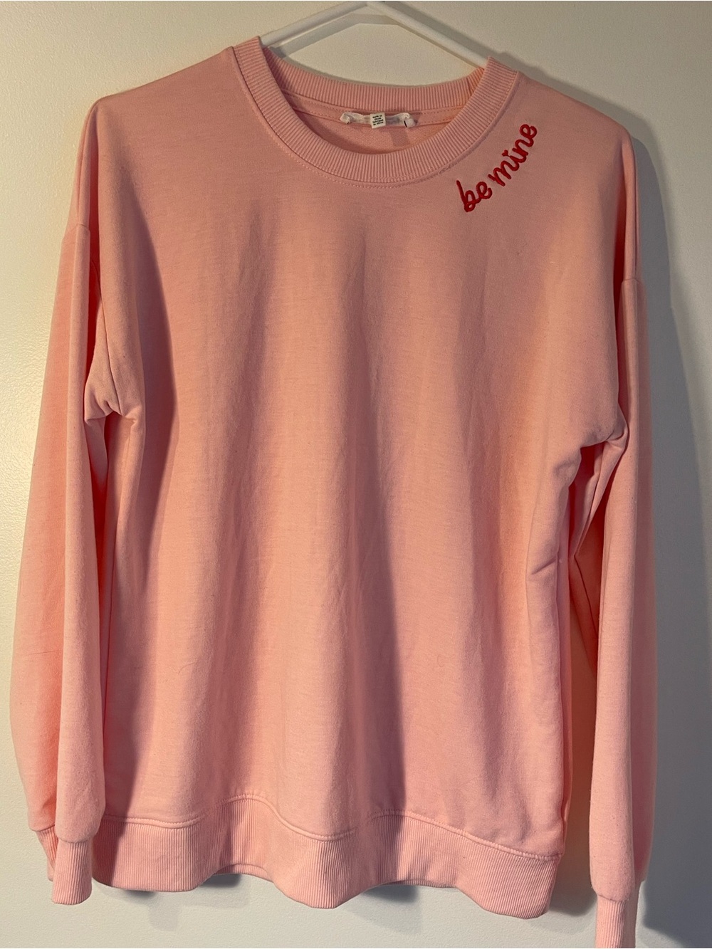 Workshop Pink Be Mine Embroidered Collar Sweatshirt S